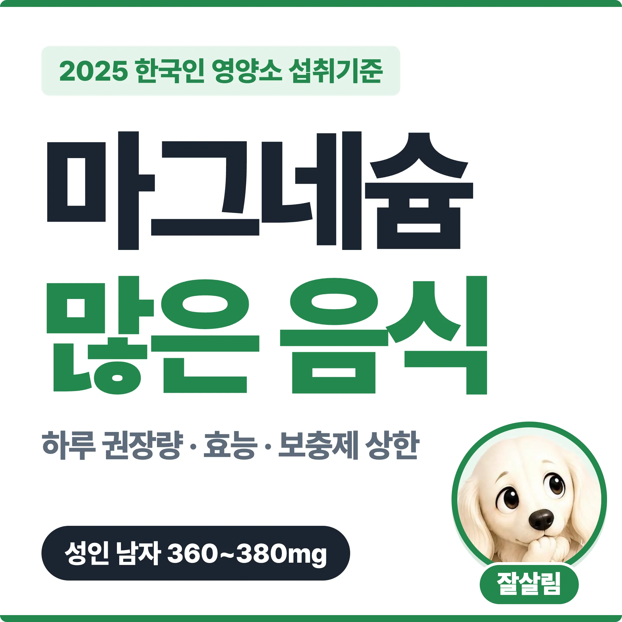 마그네슘 많은 음식과 하루 권장량 대표 이미지
