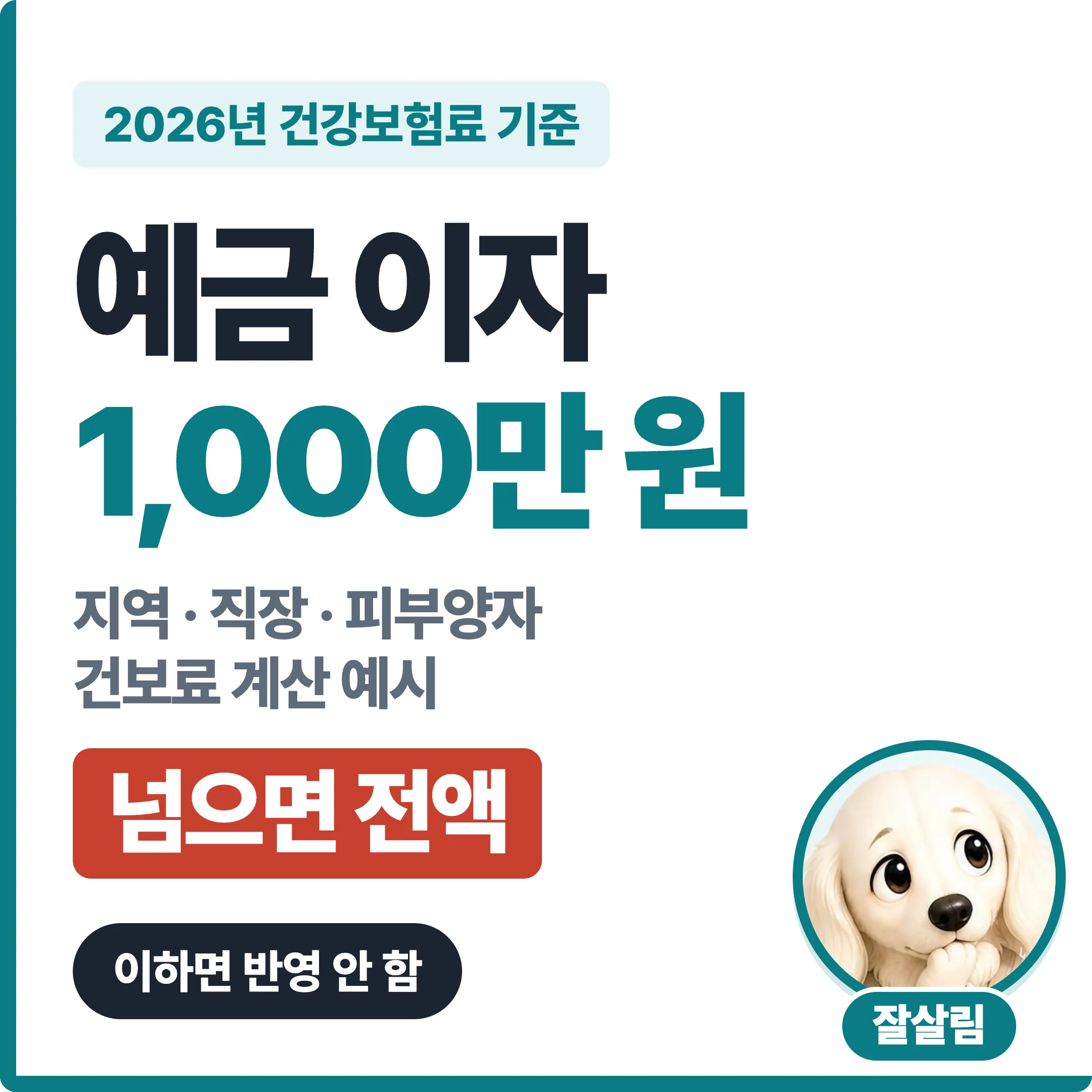 예금 이자 1,000만 원 넘으면 건강보험료에 전액 반영 대표 이미지