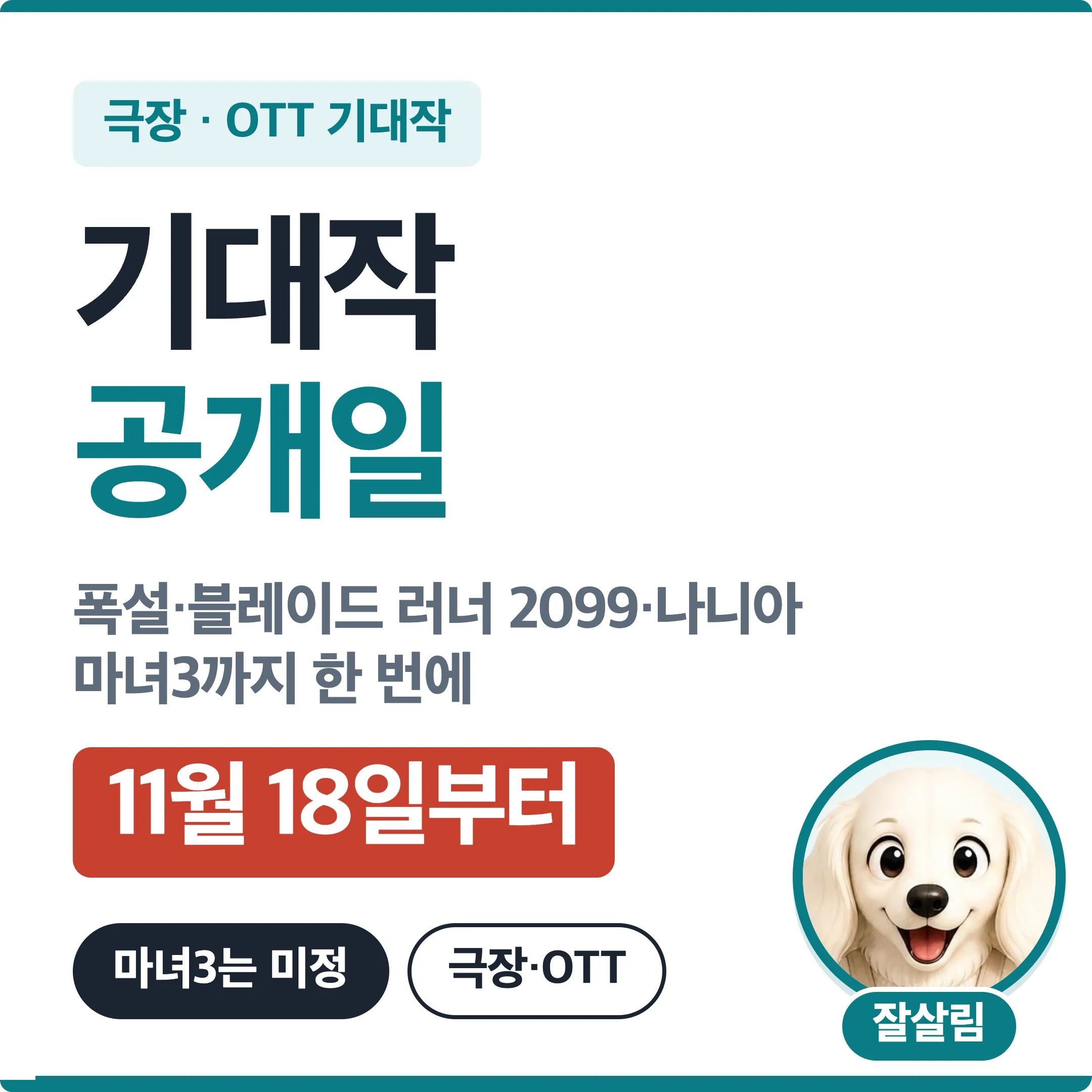 기대작 공개일 총정리, 폭설·블레이드 러너 2099·나니아, 마녀3는 미정 대표 이미지