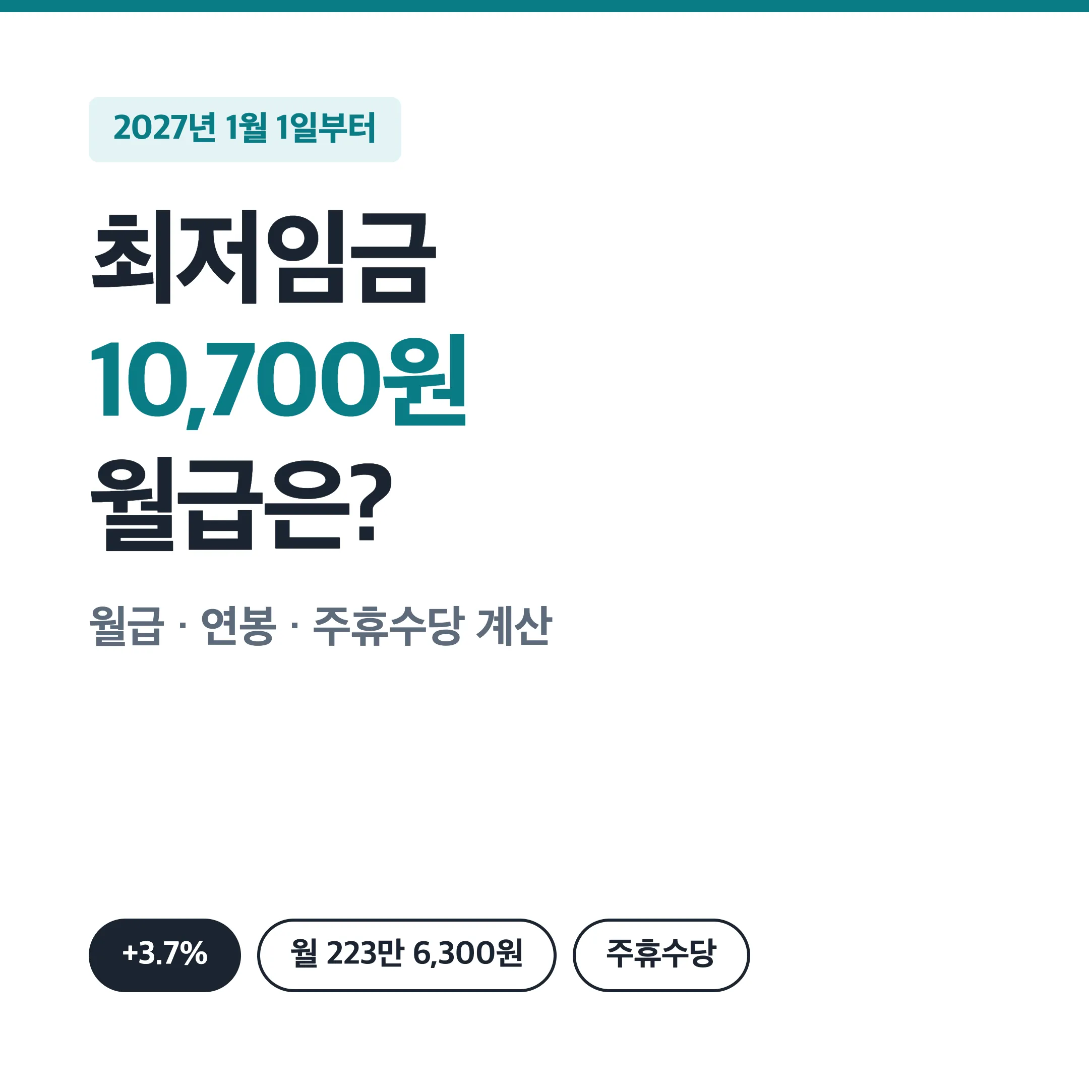 2027 최저임금 시급 10,700원 대표 이미지