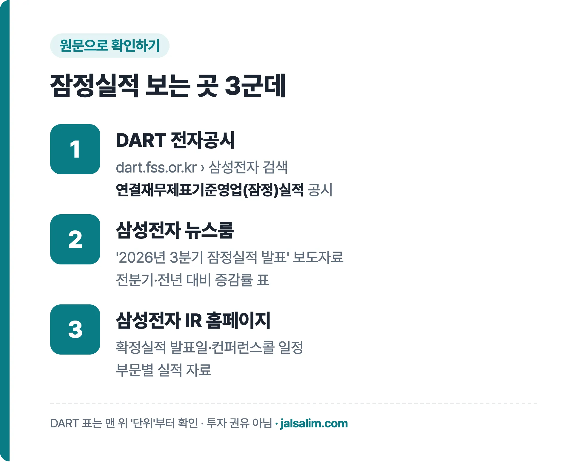 삼성전자 잠정실적 원문 확인 방법