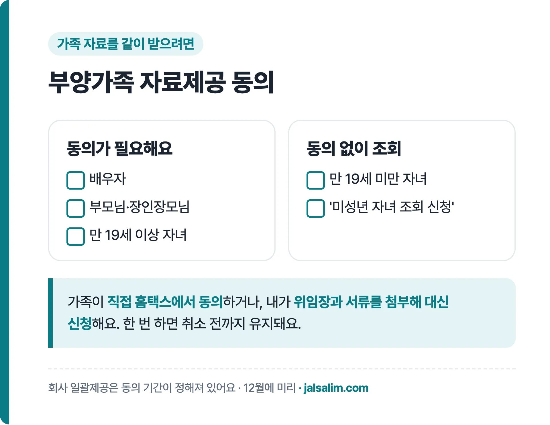 부양가족 자료제공 동의가 필요한 경우와 신청 방법 요약