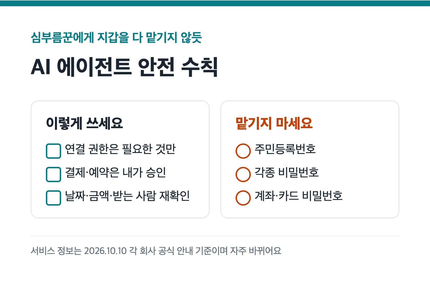 AI 에이전트를 안전하게 쓰는 수칙 체크리스트