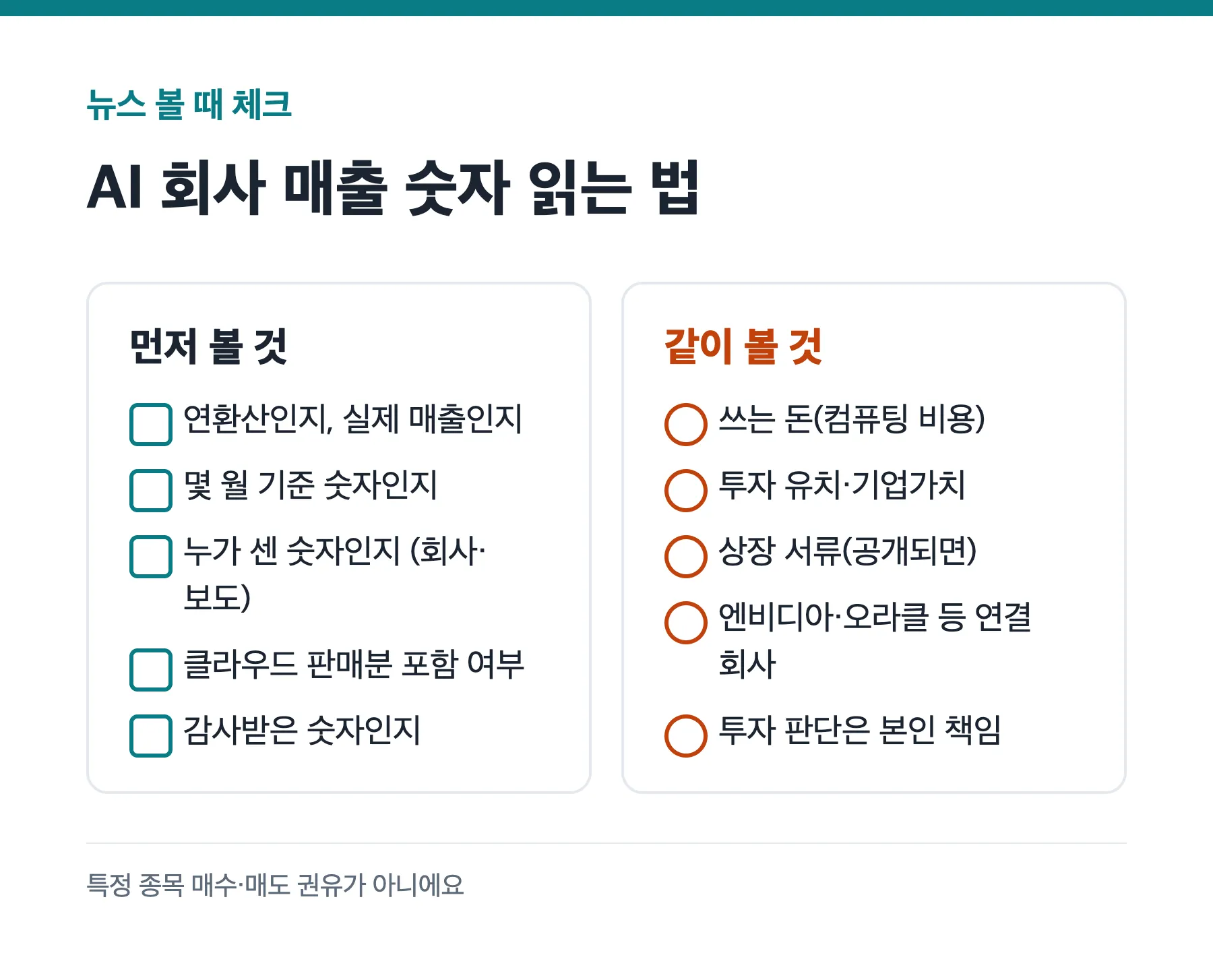 AI 회사 매출 숫자 읽는 법 체크리스트