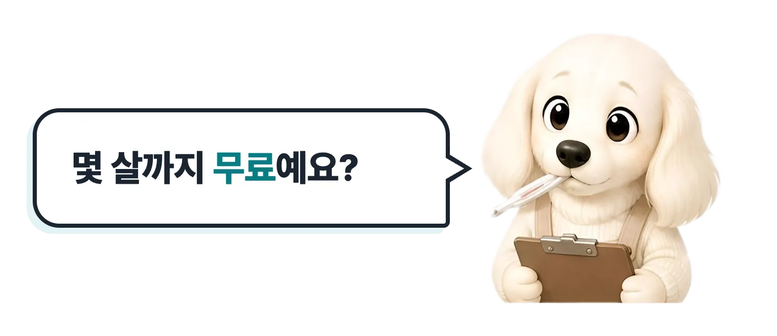 체온계를 문 검진 닥스훈트 캐릭터: 몇 살까지 무료예요?