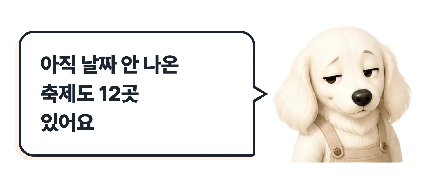 의심하는 설기: 아직 날짜 안 나온 축제도 12곳 있어요