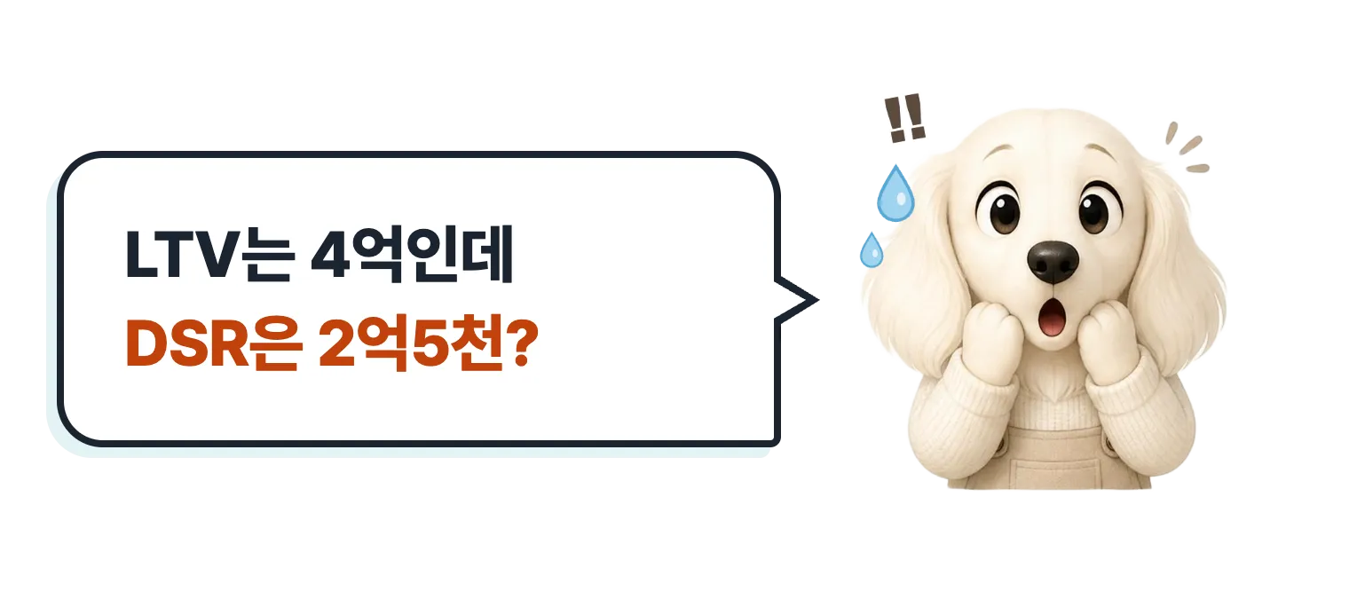 깜짝 놀란 닥스훈트 캐릭터: LTV는 4억인데 DSR은 2억5천?