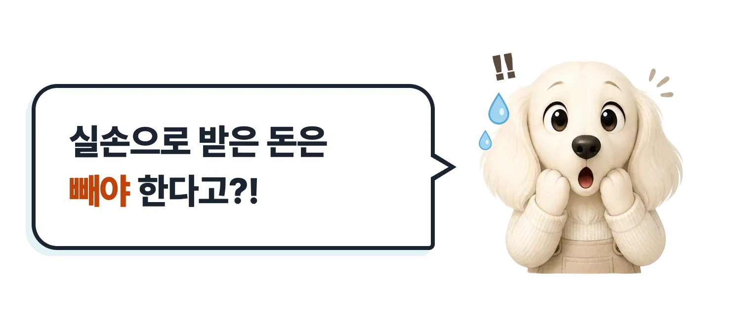 놀란 닥스훈트 캐릭터: 실손으로 받은 돈은 빼야 한다고?!