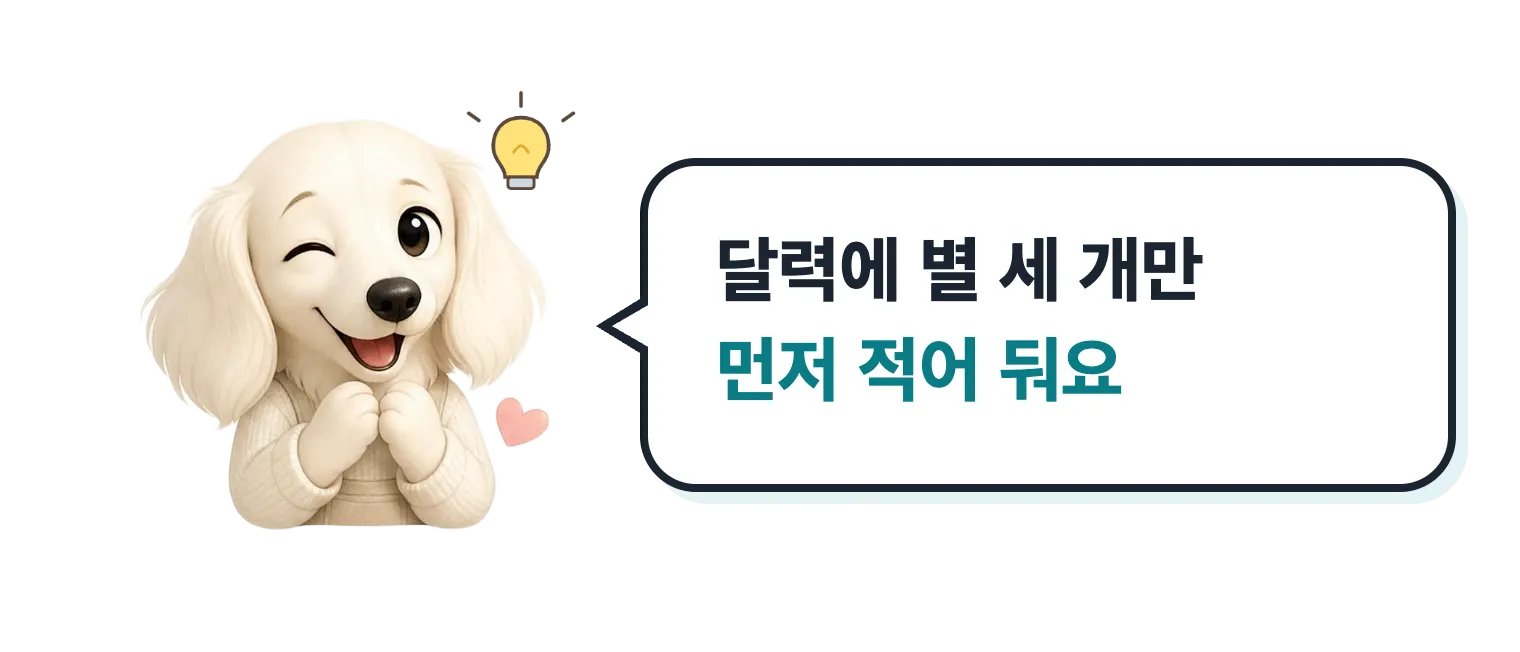 윙크하는 설기: 달력에 별 세 개만 먼저 적어 둬요