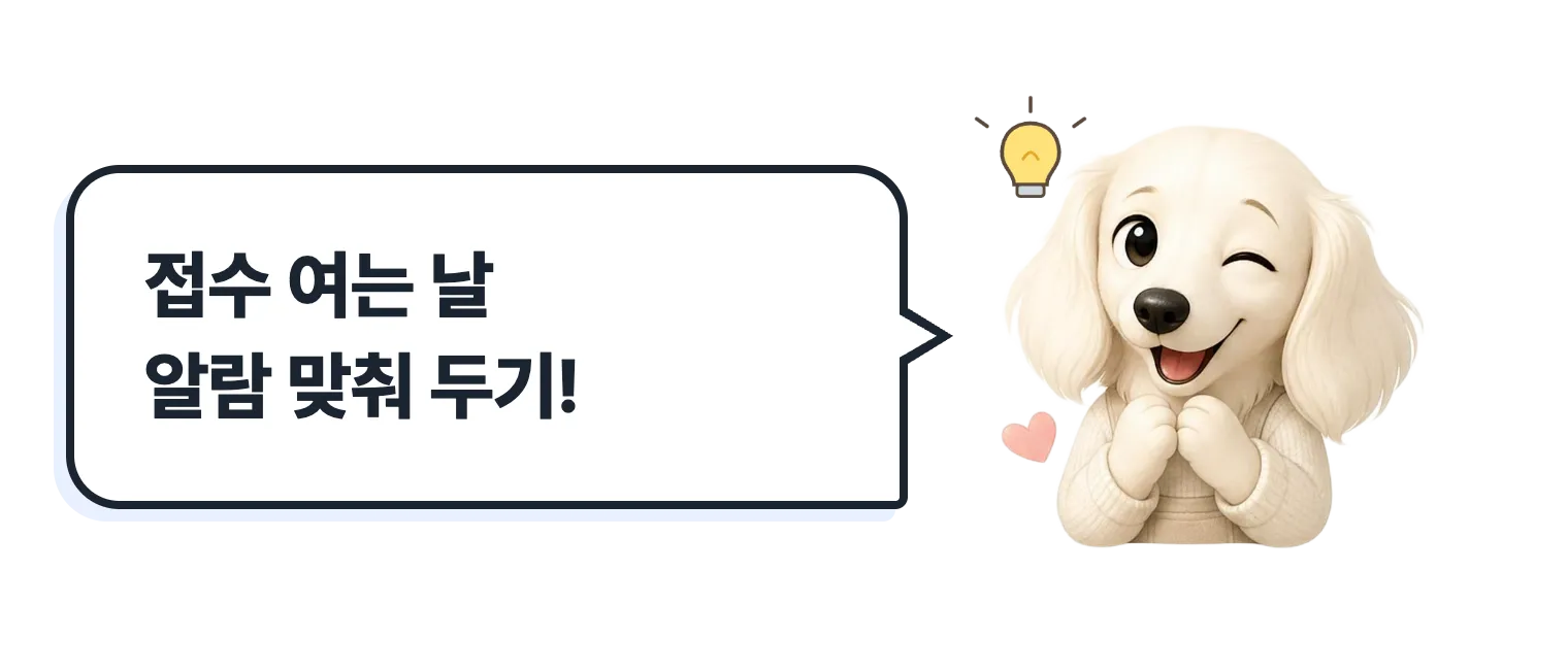 윙크하는 설기: 접수 여는 날 알람 맞춰 두기