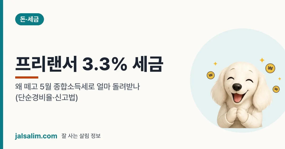 프리랜서 3.3% 세금: 왜 떼고 5월 종합소득세로 얼마 돌려받나 (단순경비율·신고법) 대표 이미지