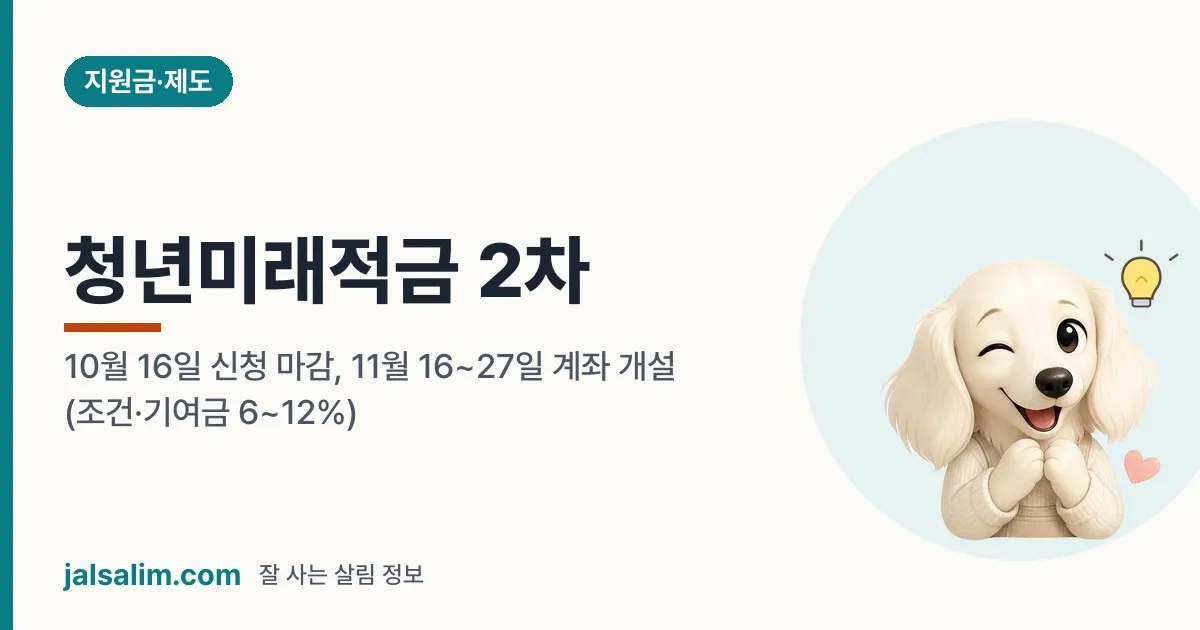청년미래적금 2차 계좌 개설 11월 16~27일: 지금은 심사 중, 안내 문자 확인법 (조건·기여금 6~12%) 대표 이미지
