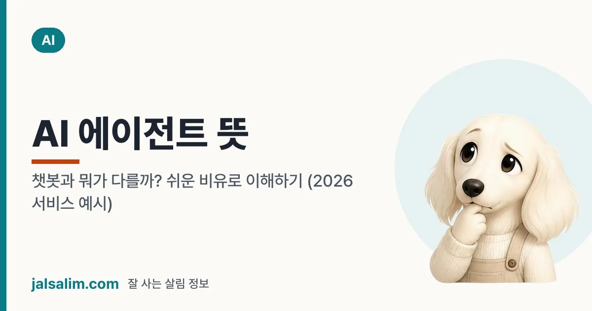 AI 에이전트 뜻: 챗봇과 뭐가 다를까? 쉬운 비유로 이해하기 (2026 서비스 예시) 대표 이미지
