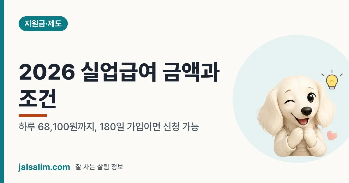 2026 실업급여 금액과 조건: 하루 68,100원까지, 180일 가입이면 신청 가능 대표 이미지