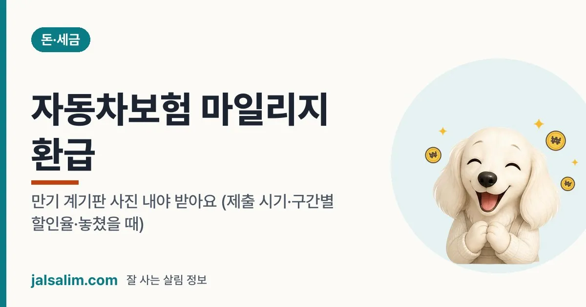 자동차보험 마일리지 환급: 만기 계기판 사진 내야 받아요 (제출 시기·구간별 할인율·놓쳤을 때) 대표 이미지