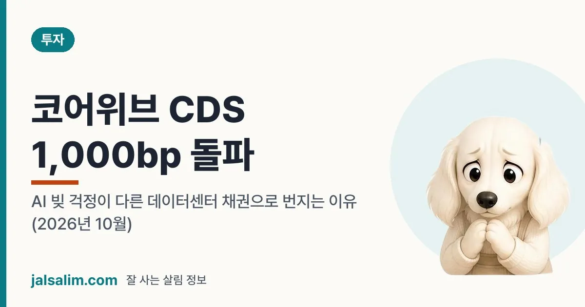 코어위브 CDS 1,000bp 돌파: AI 빚 걱정이 다른 데이터센터 채권으로 번지는 이유 (2026년 10월) 대표 이미지