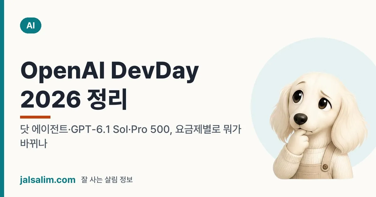 OpenAI DevDay 2026 정리: 닷 에이전트·GPT-6.1 Sol·Pro 500, 요금제별로 뭐가 바뀌나 대표 이미지