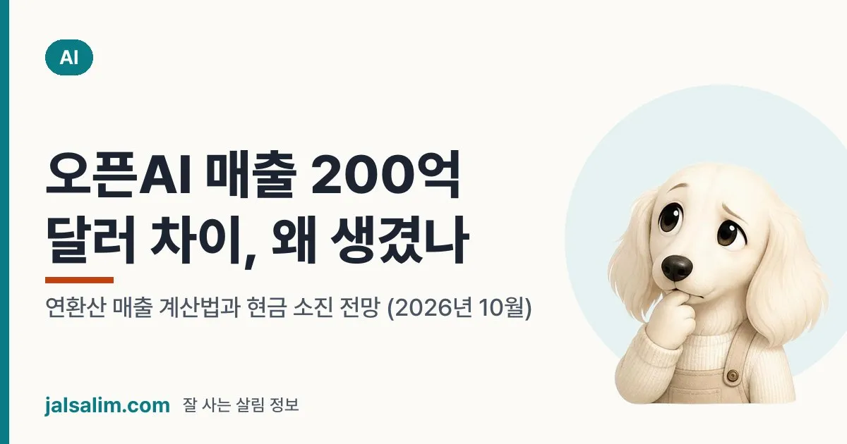 오픈AI 매출 200억 달러 차이, 왜 생겼나: 연환산 매출 계산법과 현금 소진 전망 (2026년 10월) 대표 이미지