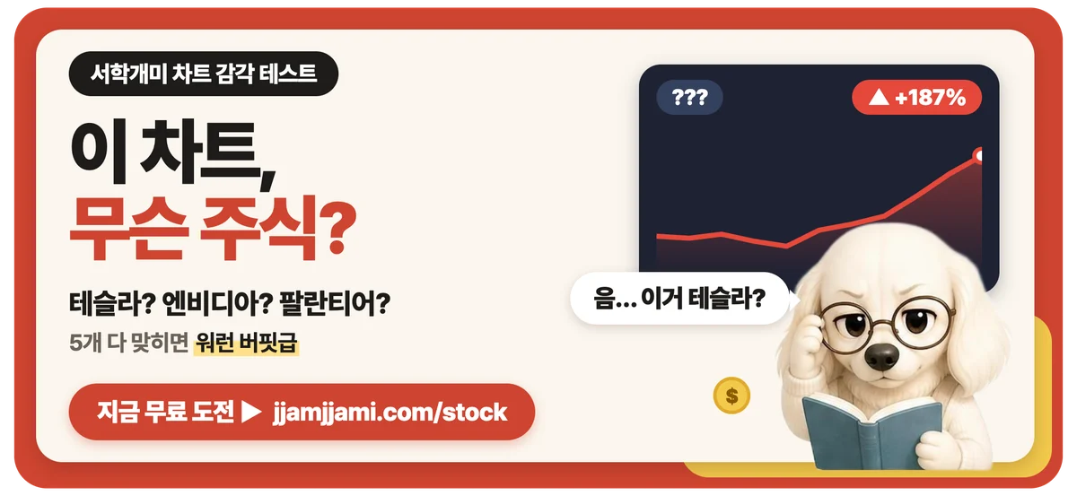 짬짬이 서학개미 차트 감각 테스트: 이 차트, 무슨 주식? 5개 다 맞히면 워런 버핏급