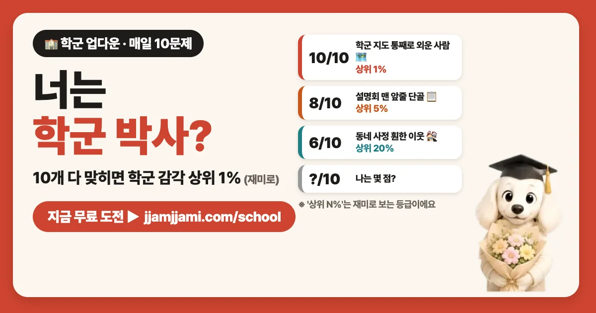 짬짬이 학군 업다운: 10문제 다 맞히면 학군 박사?(재미로)